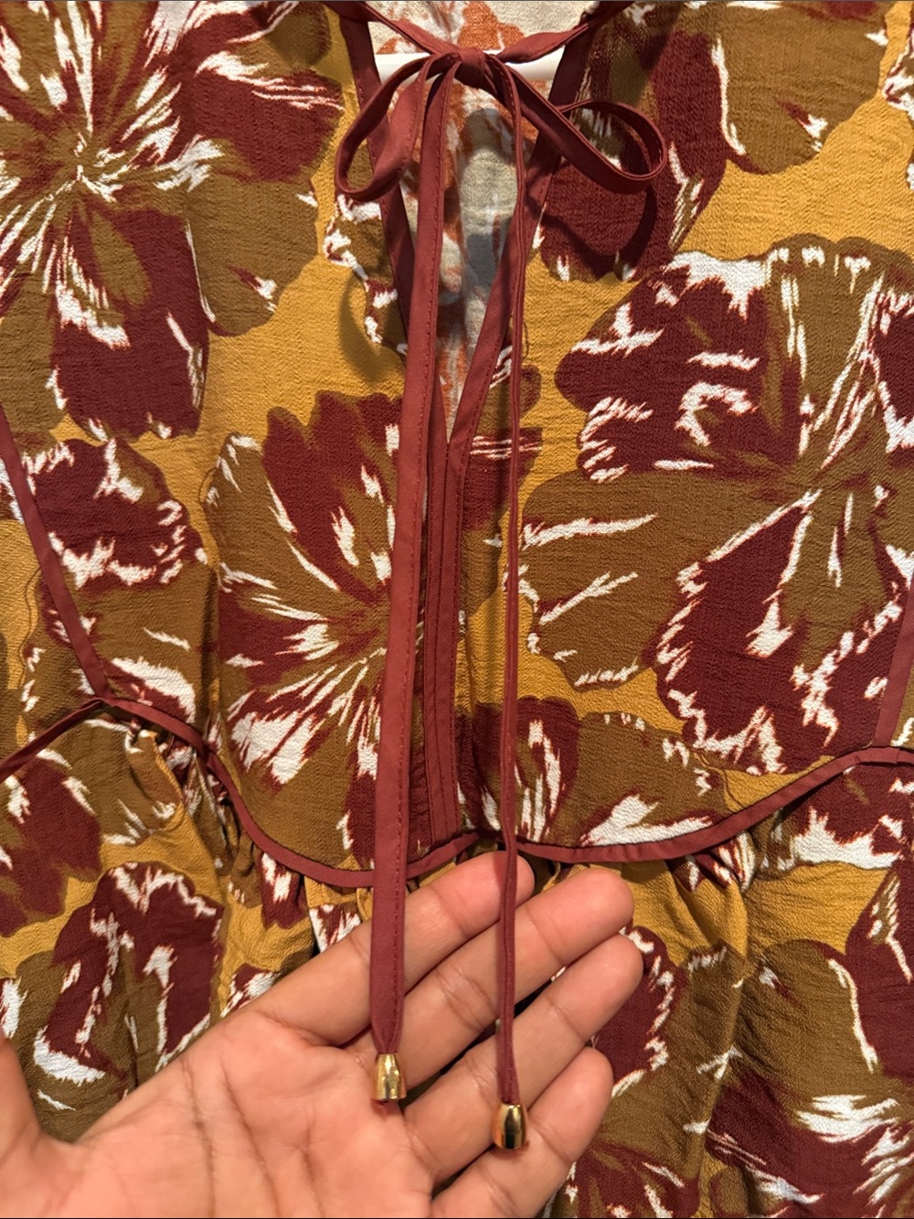 entro Floral Blouse in Rust, Mustard & Cream (worn once!) - Picture 4 of 7